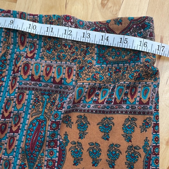 RAFFERTY 90’s FUN FESTIVAL PANTS WOMENS SIZE M BROWN GREEN PULL-ON POCKETS COMFY - Picture 6 of 9